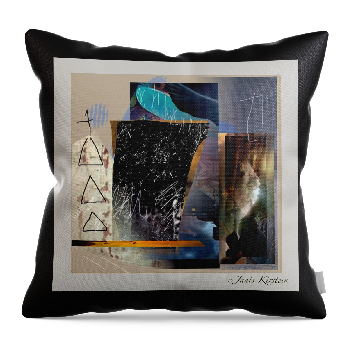 Mixed Media Throw Pillow featuring the mixed media Summer Night 2 by Janis Kirstein