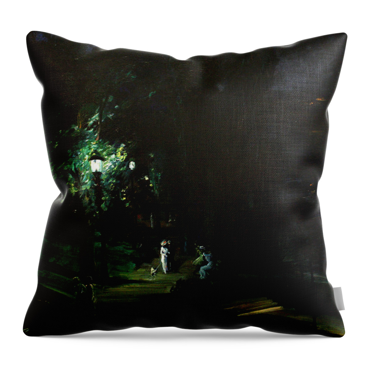 George Bellows Throw Pillow featuring the painting Summer Night Riverside Drive by George Bellows