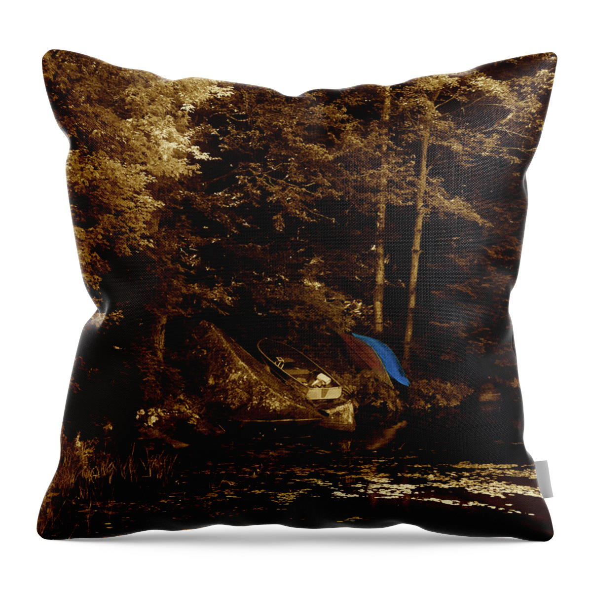 Canoe Throw Pillow featuring the digital art Summer Obsession by JGracey Stinson