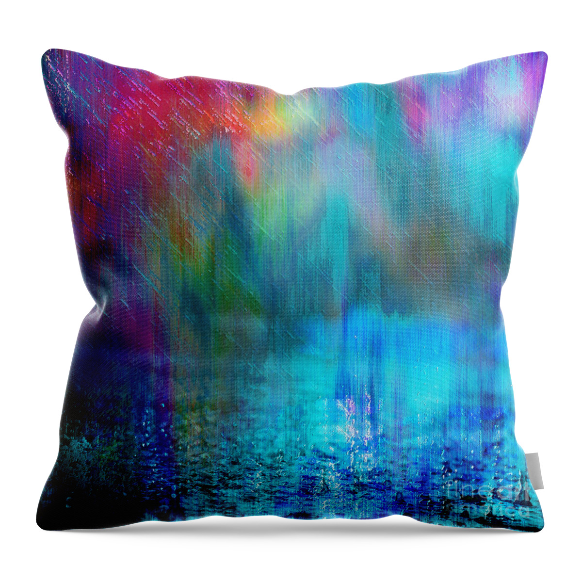 Abstract Throw Pillow featuring the digital art Summer Rain by Klara Acel