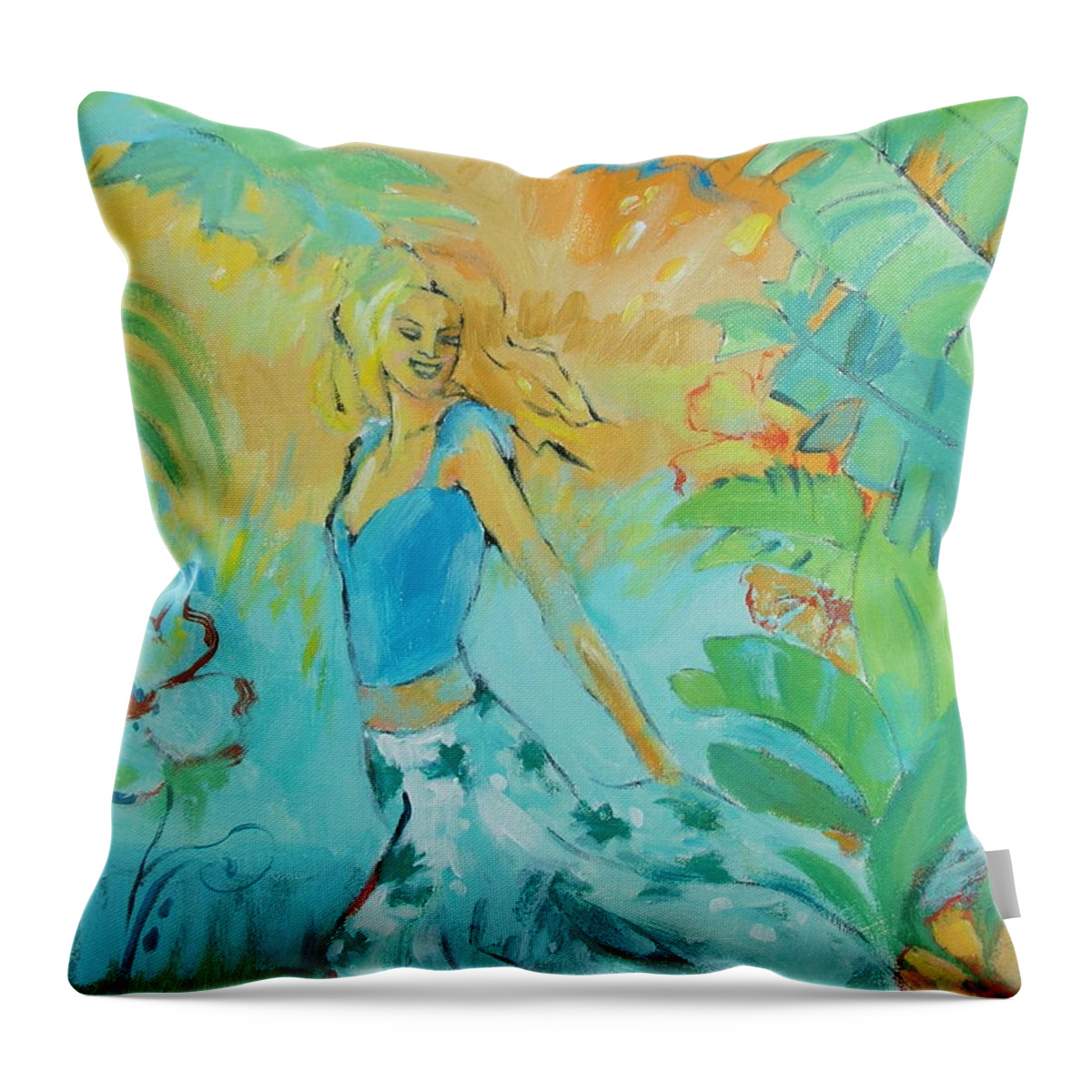Acrylic Throw Pillow featuring the painting Summer Rhythms by Dianna Willman