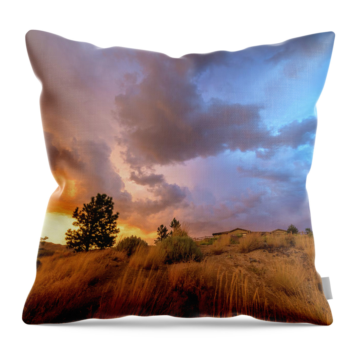 Reno Throw Pillow featuring the photograph Summer Spectrum in the Sky Above Suburban Homes in the High Desert of Northwest Reno by Brian Ball