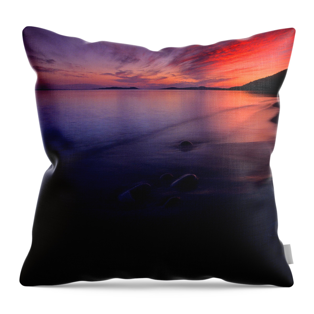 Lake Superior Throw Pillow featuring the photograph Summer Sunset    by Doug Gibbons