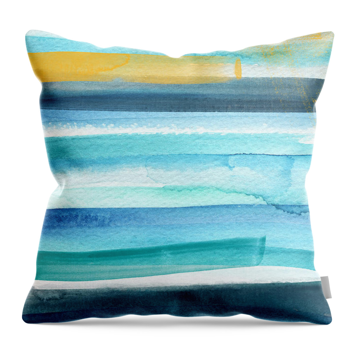 Beach Throw Pillow featuring the mixed media Summer Surf 2- Art by Linda Woods by Linda Woods
