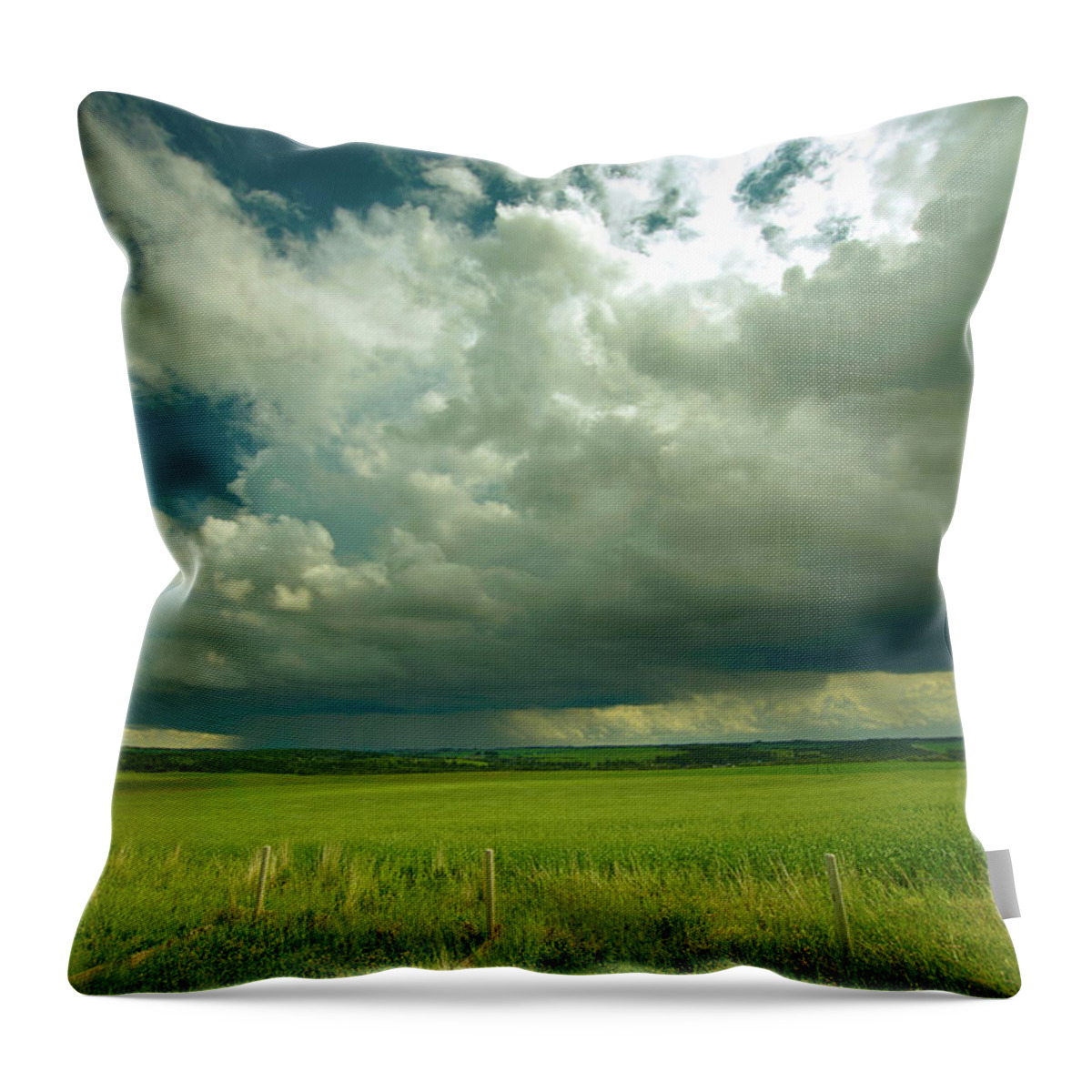 Prairie Throw Pillow featuring the photograph Summer Thunderstorm Near Cochran by Phil And Karen Rispin