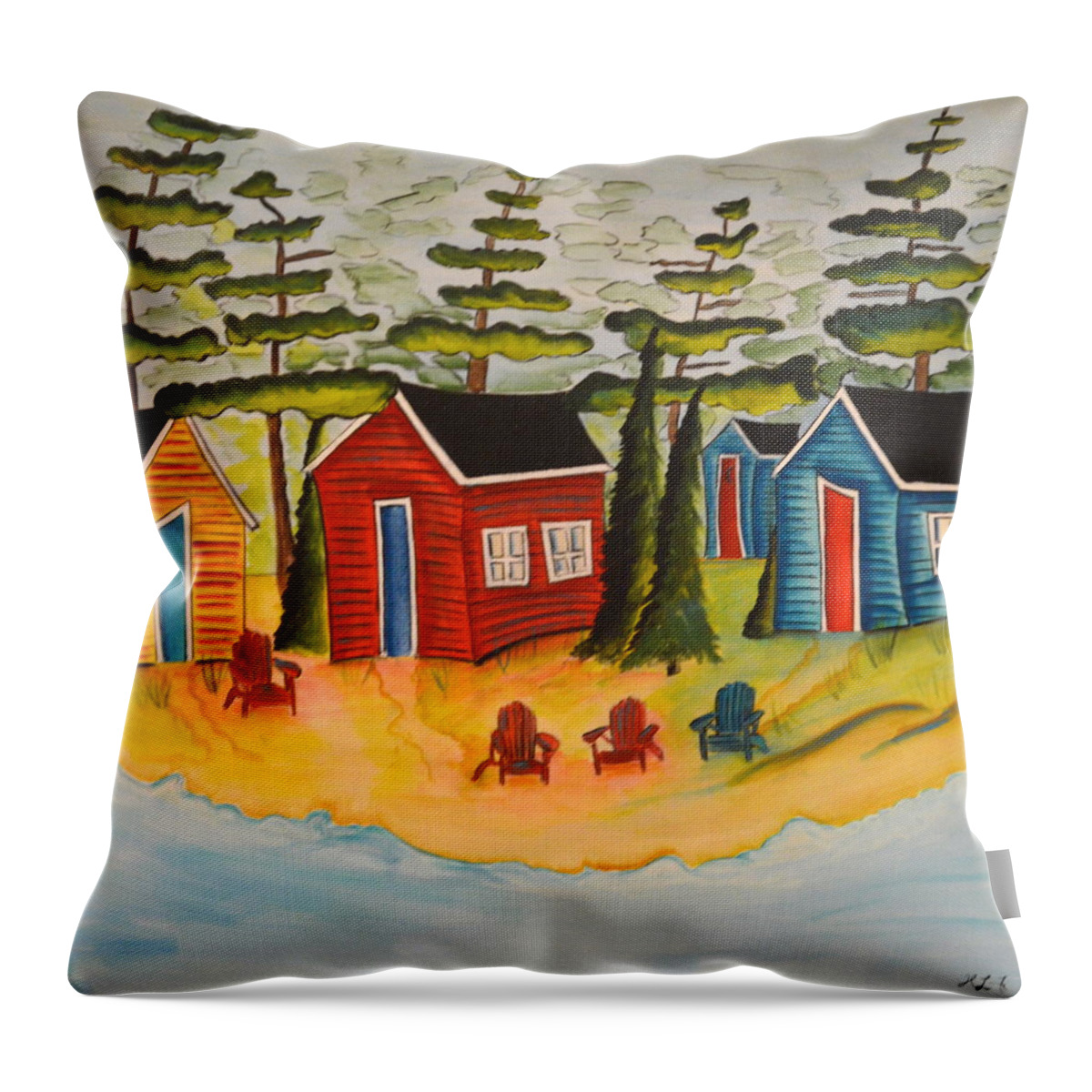 Abstract Throw Pillow featuring the painting Summer Time by Heather Lovat-Fraser