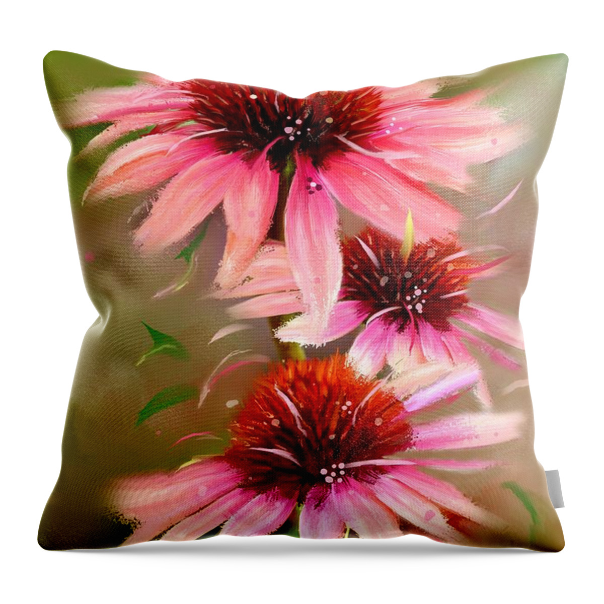 Pink Cone Flowers Throw Pillow featuring the photograph Summer Trio by Mary Timman