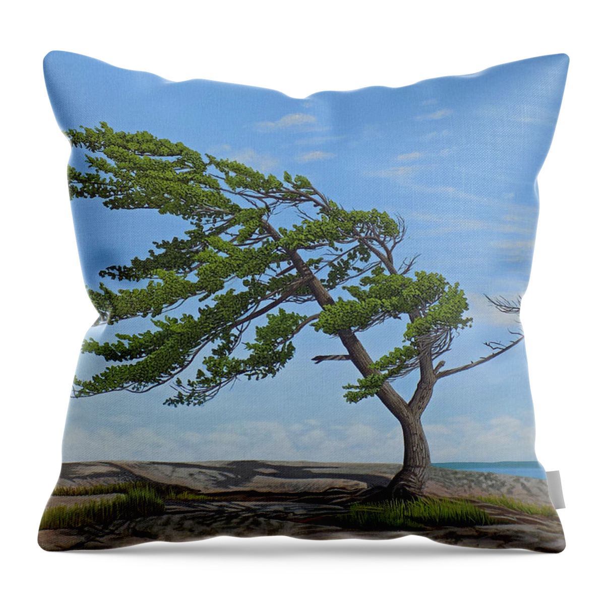 Pine Tree Throw Pillow featuring the painting Summer Wind by Kenneth M Kirsch