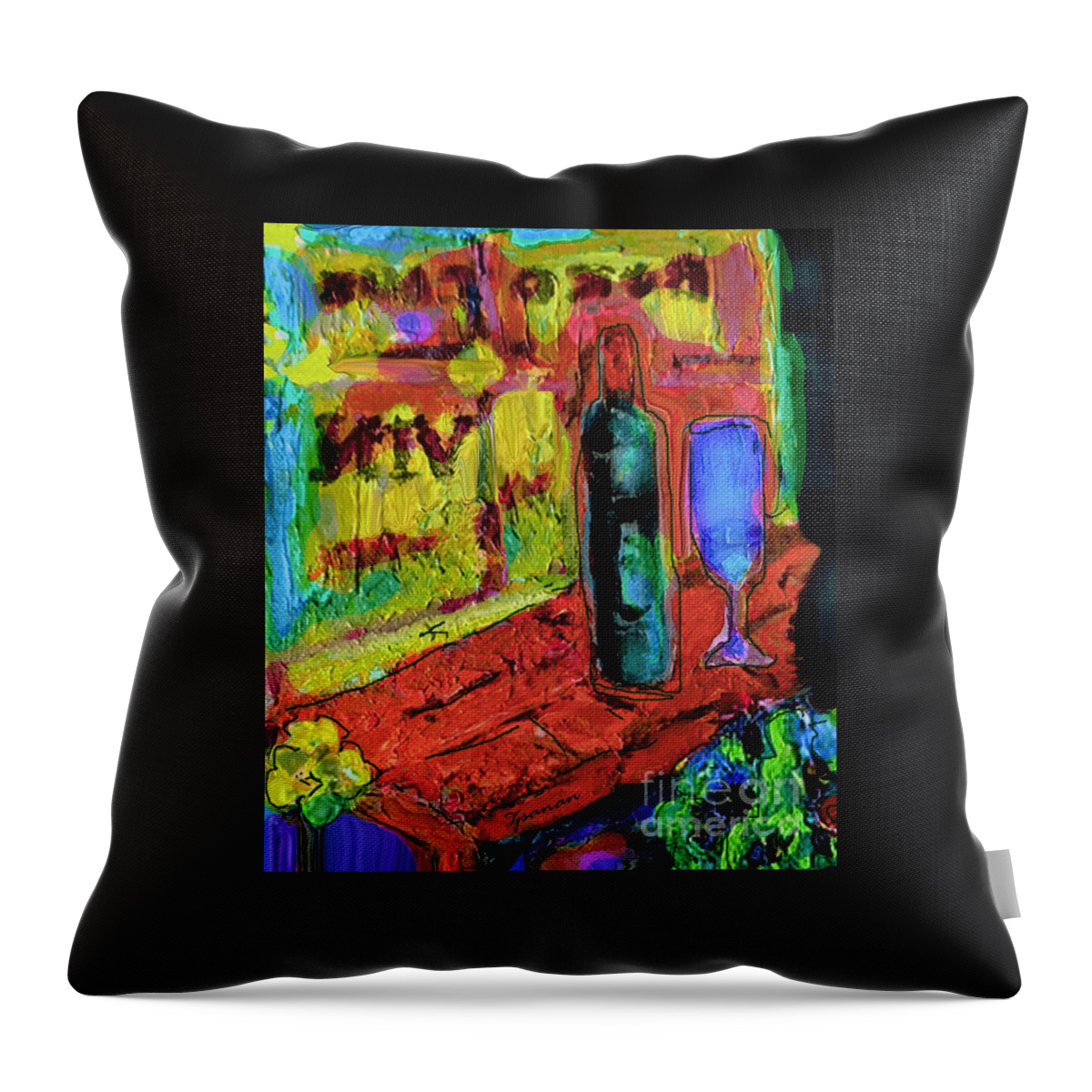 Original Art Throw Pillow featuring the painting Summer Wine by Zsanan Studio