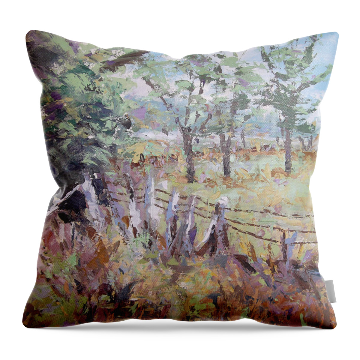 Impressionist Landscape Paintings Throw Pillow featuring the painting Summertime by Cynthia Parsons