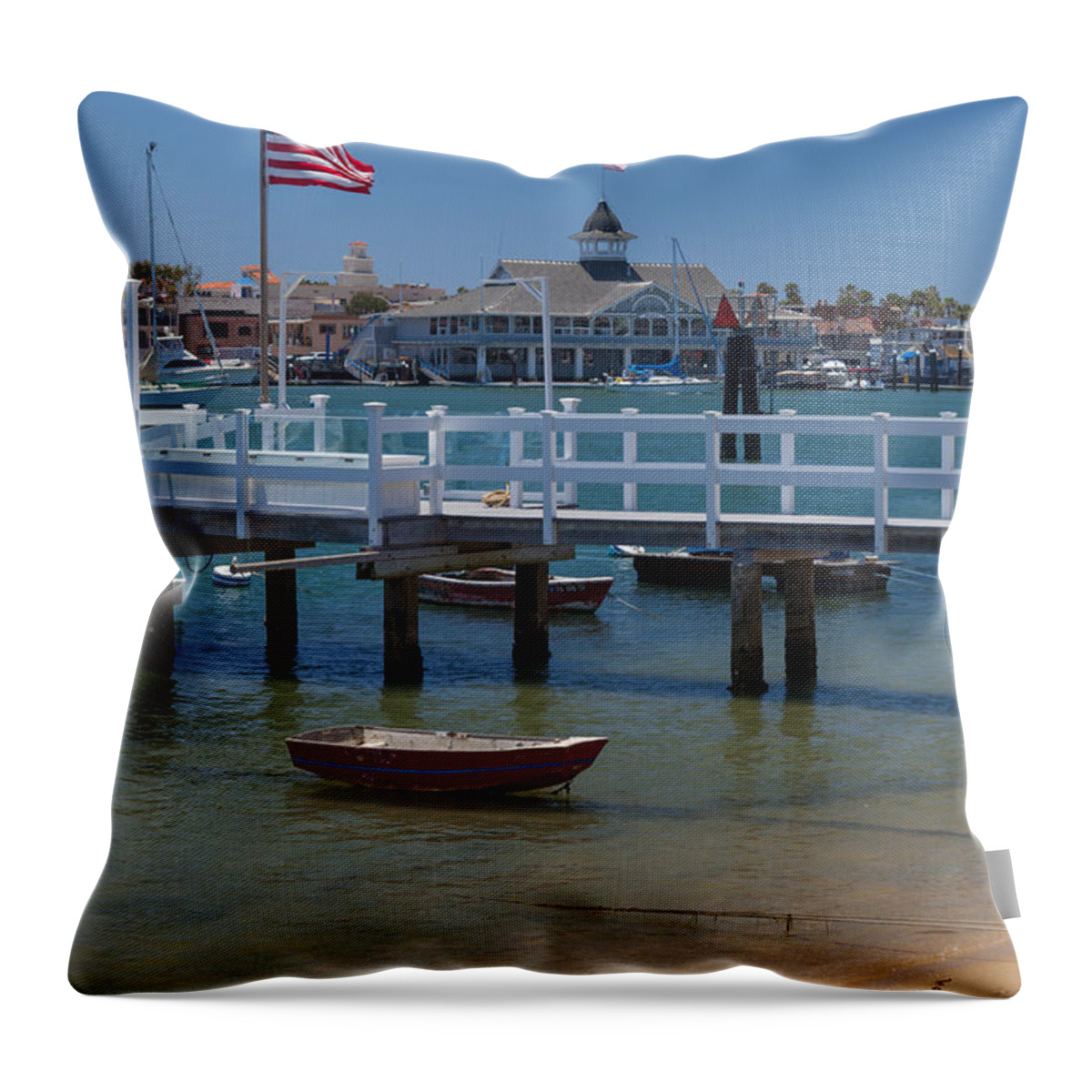 Newport Beach Throw Pillow featuring the photograph Summertime in Newport Beach Harbor by Cliff Wassmann