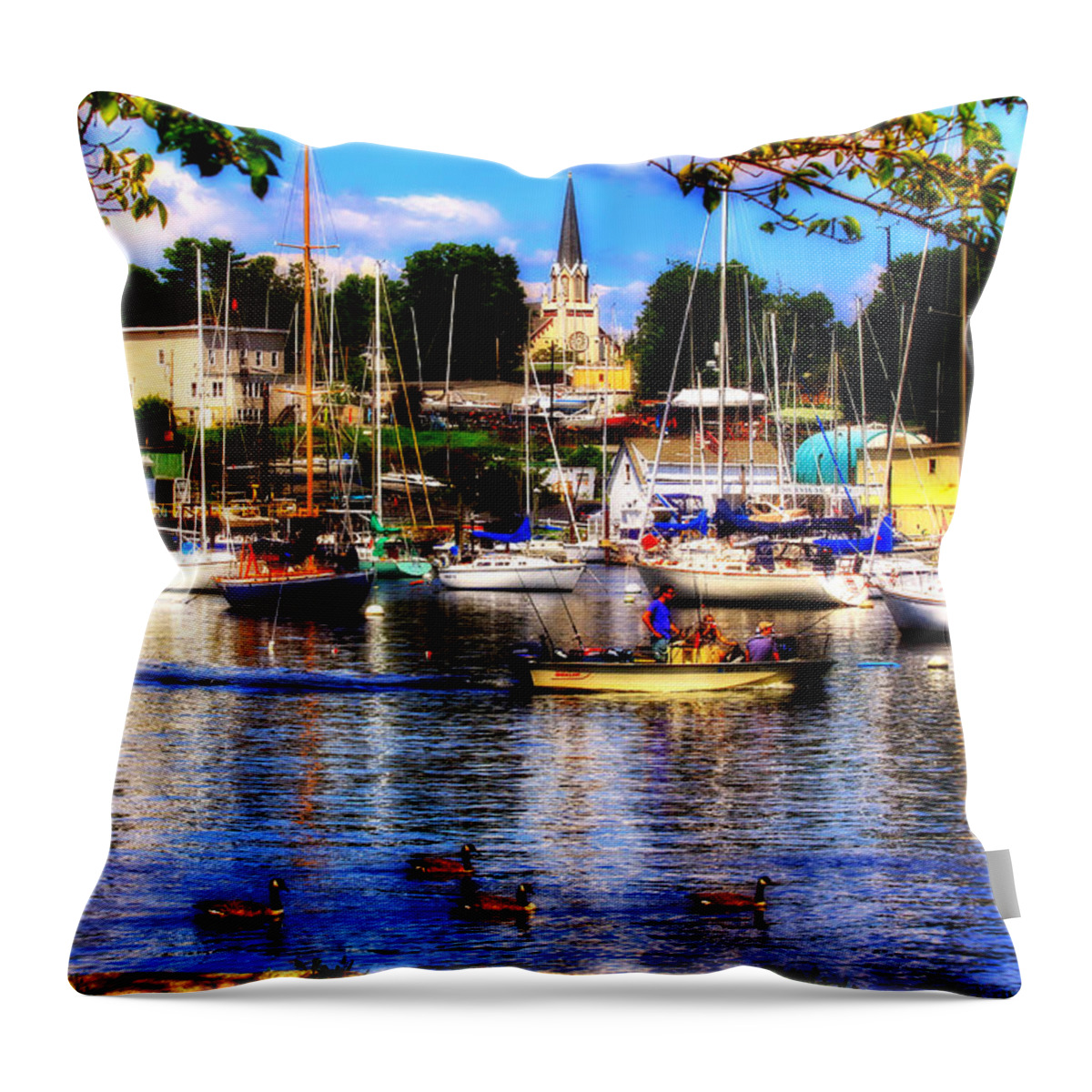 Mamaroneck Throw Pillow featuring the photograph Summertime On The Harbor by Aurelio Zucco