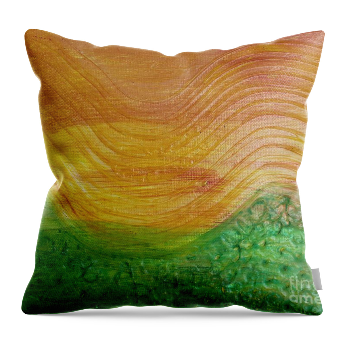 Sun Throw Pillow featuring the painting Sun and Grass in Harmony by Sarahleah Hankes