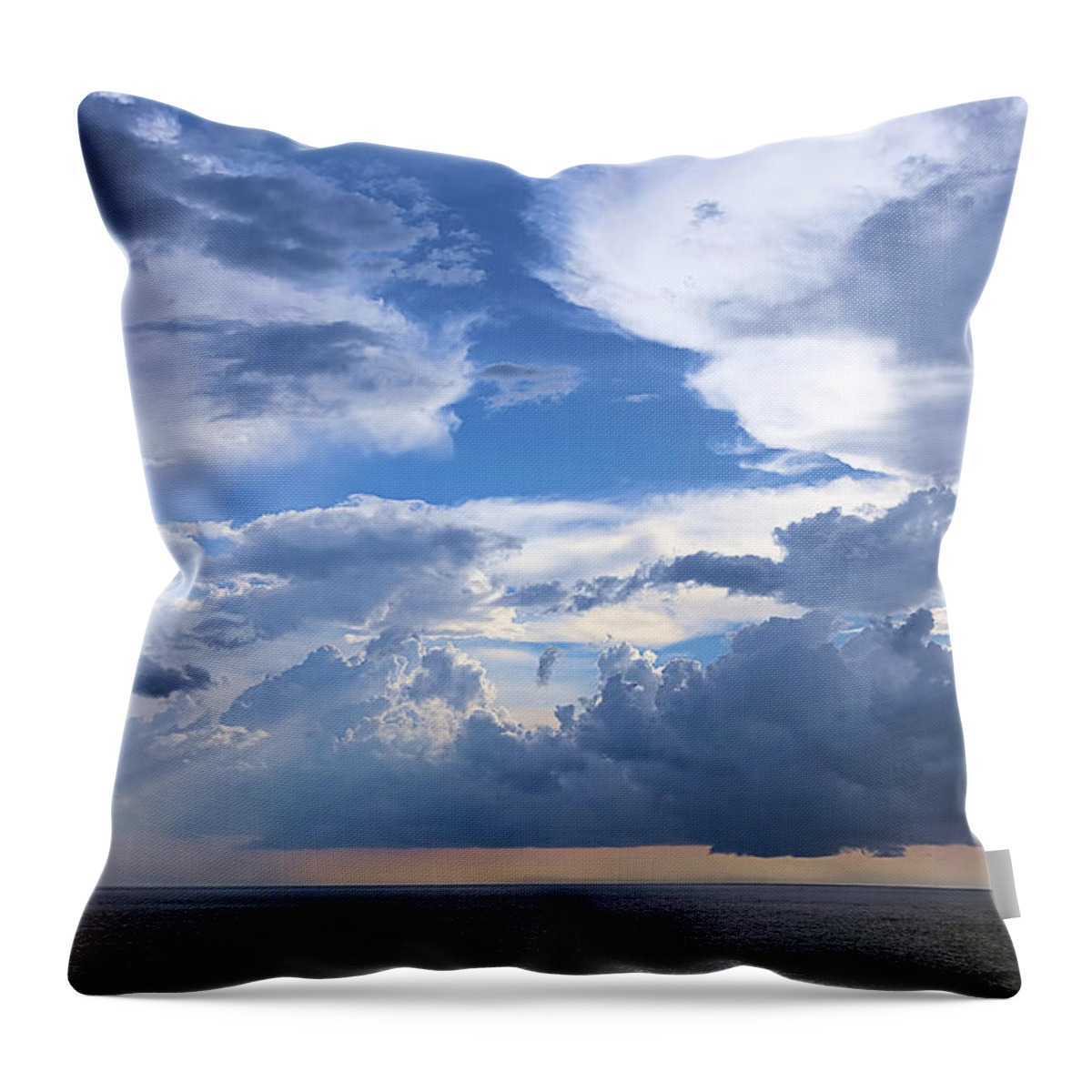 Gulf Of Mexico Throw Pillow featuring the photograph Sun and Rain Over The Gulf by Theresa Campbell