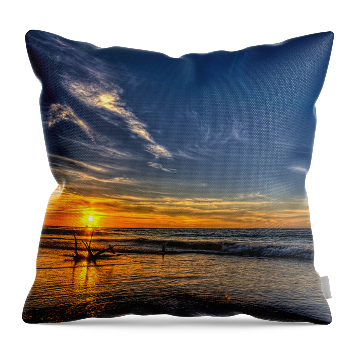 Still Standing Throw Pillow featuring the photograph Sun and Surf by Marvin Spates