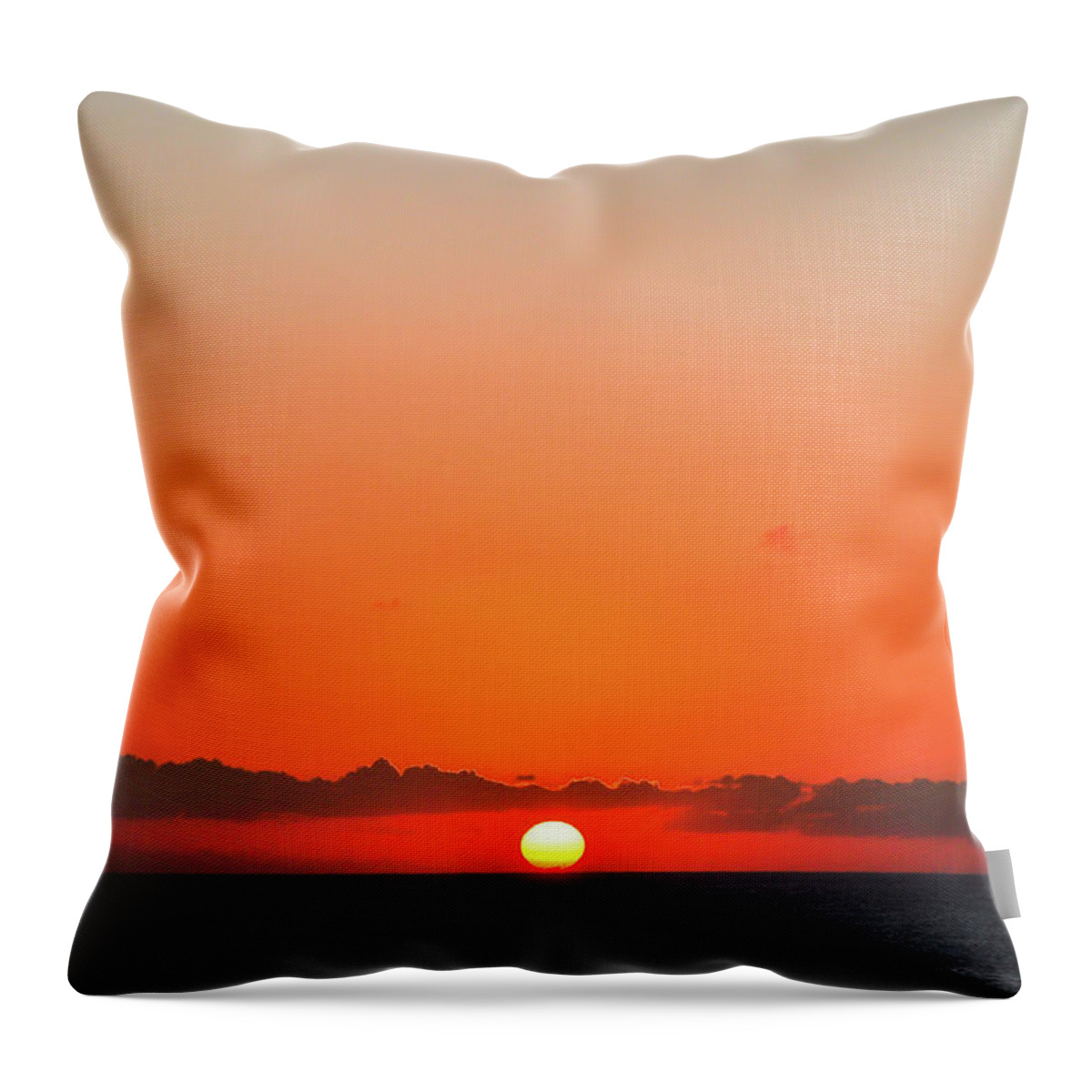 Caribbean Throw Pillow featuring the photograph Sun Balancing on the Horizon by Joel Thai