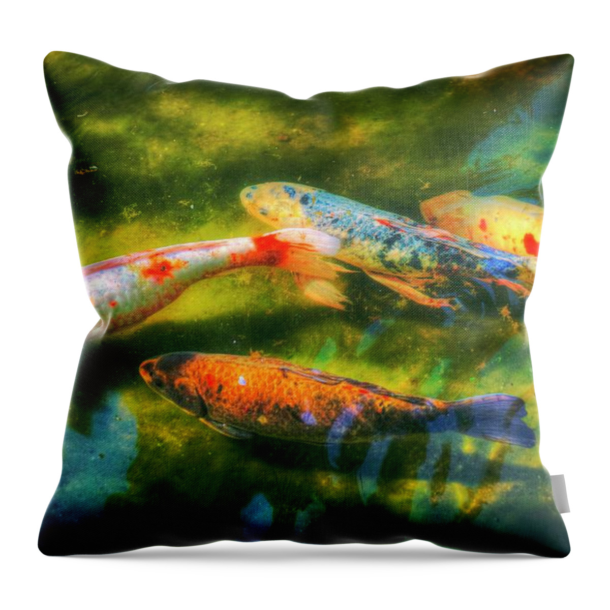 Pond Throw Pillow featuring the photograph Sun bathing in spring water by Peter Thoeny