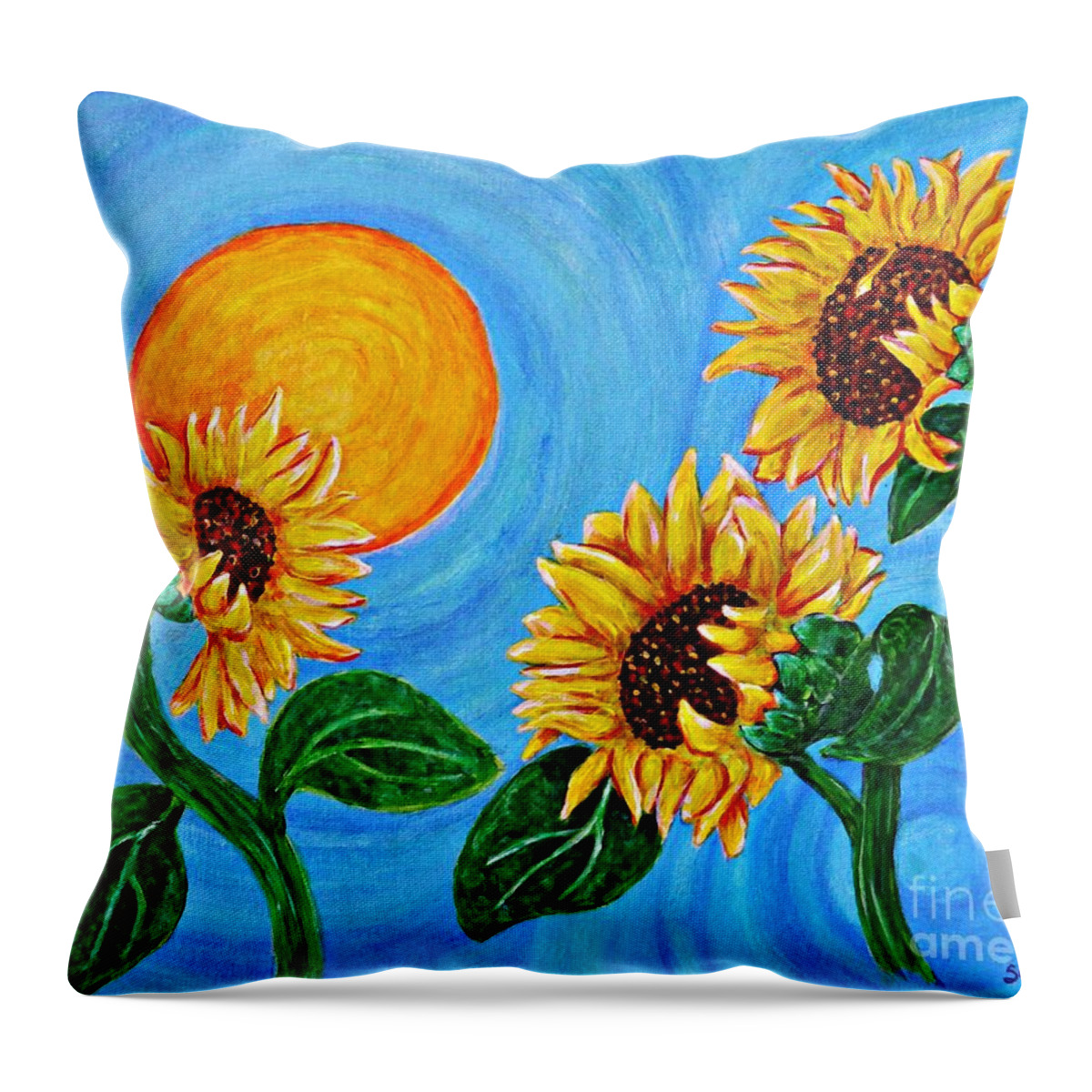 Sunflower Throw Pillow featuring the painting Sun Dance by Sarah Loft