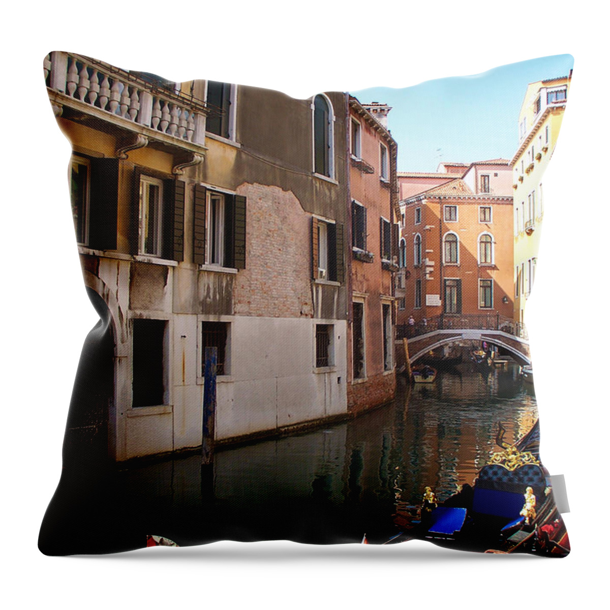 Venice Throw Pillow featuring the photograph Sun in a gondola IV by Elena Perelman