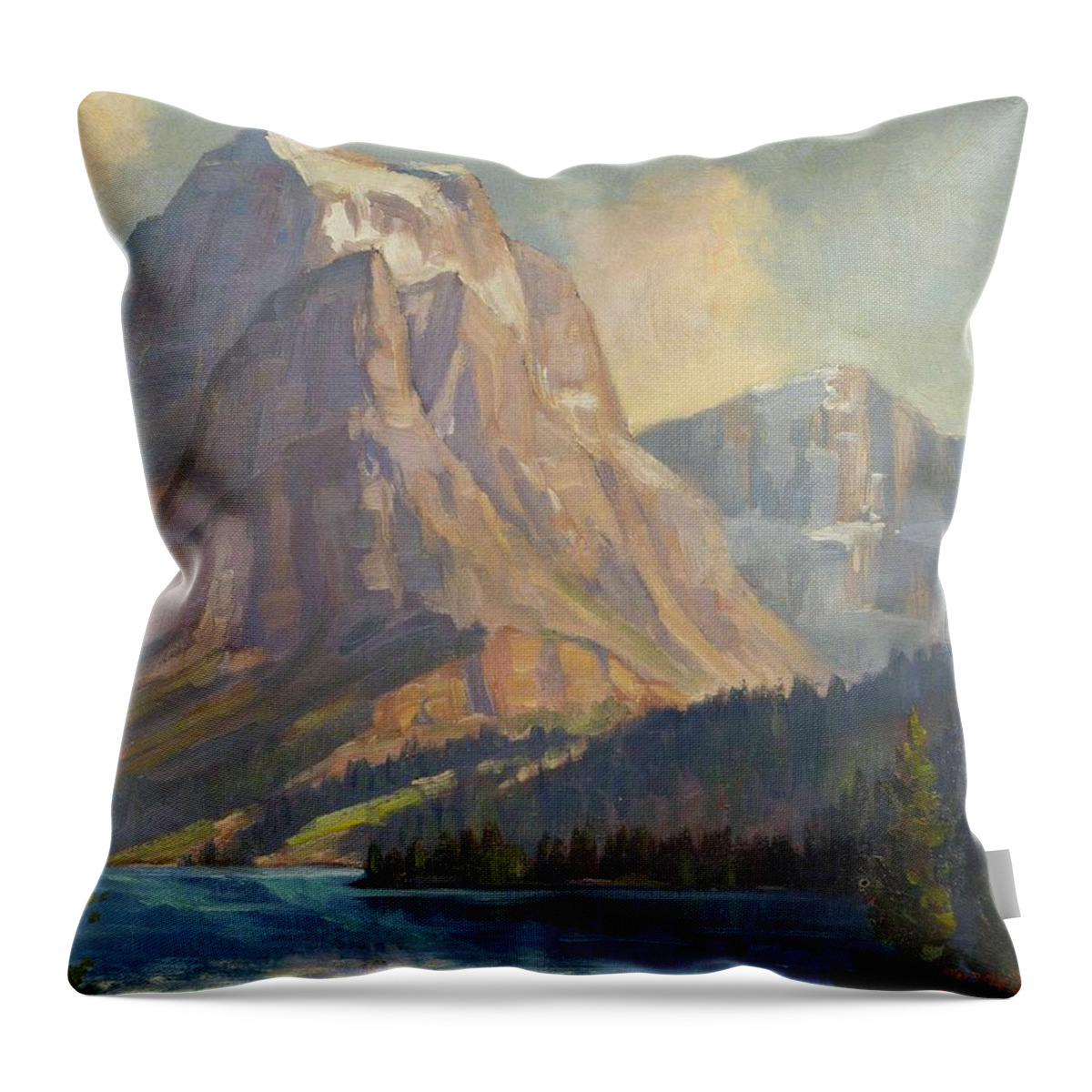 Harry Leonard Lopp(american Throw Pillow featuring the painting Sun Mountain by Harry Leonard