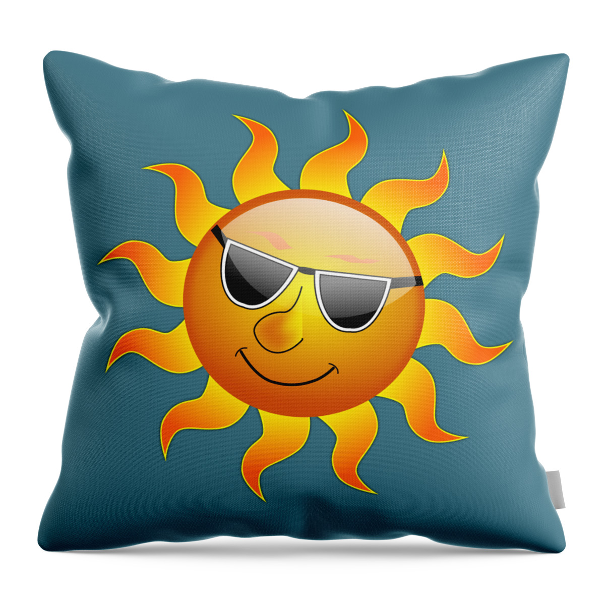 Sunshine Throw Pillow featuring the digital art Sun with sunglasses by Movie Poster Prints