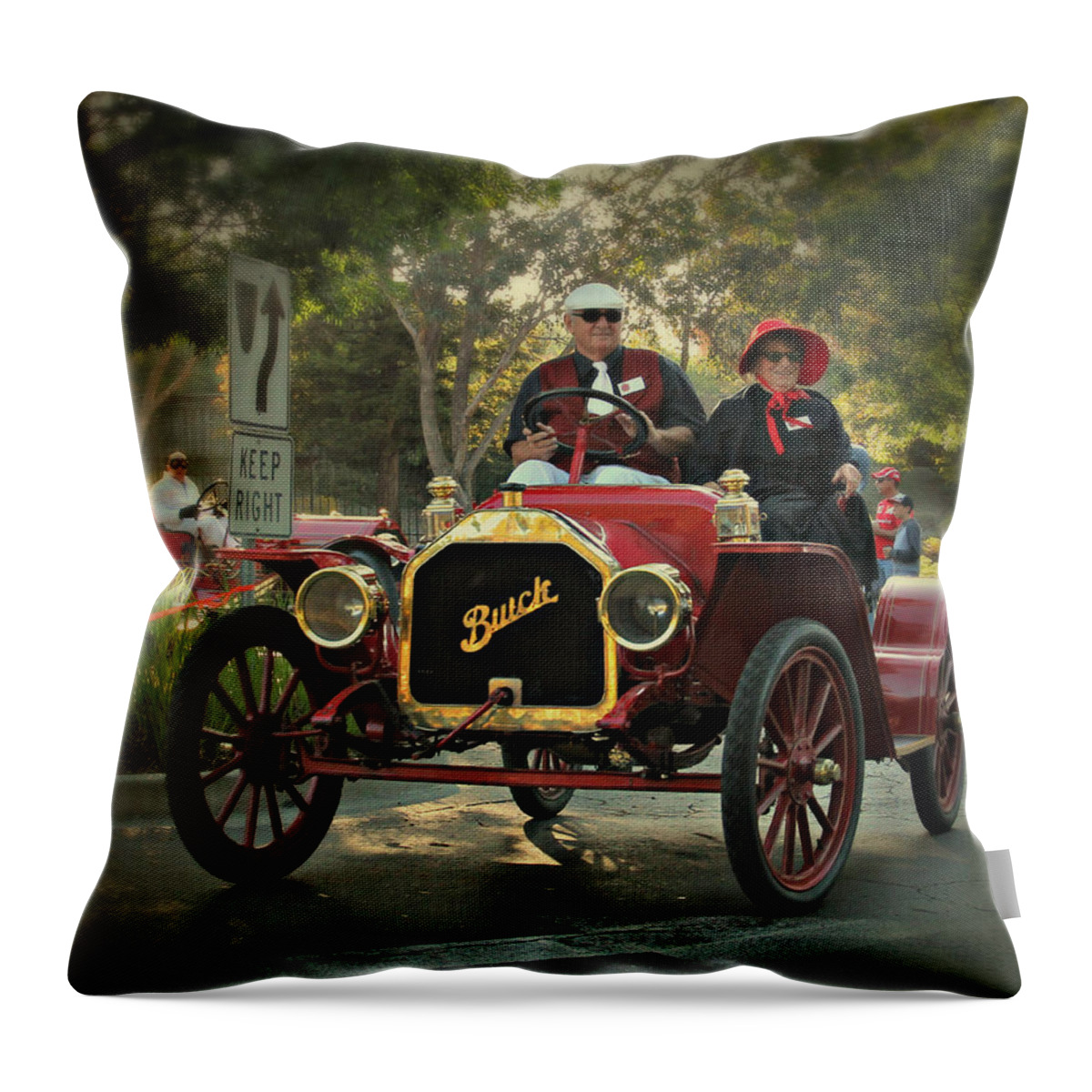 Buick Throw Pillow featuring the photograph Sunday Drive in a 1910 Buick by Steve Natale