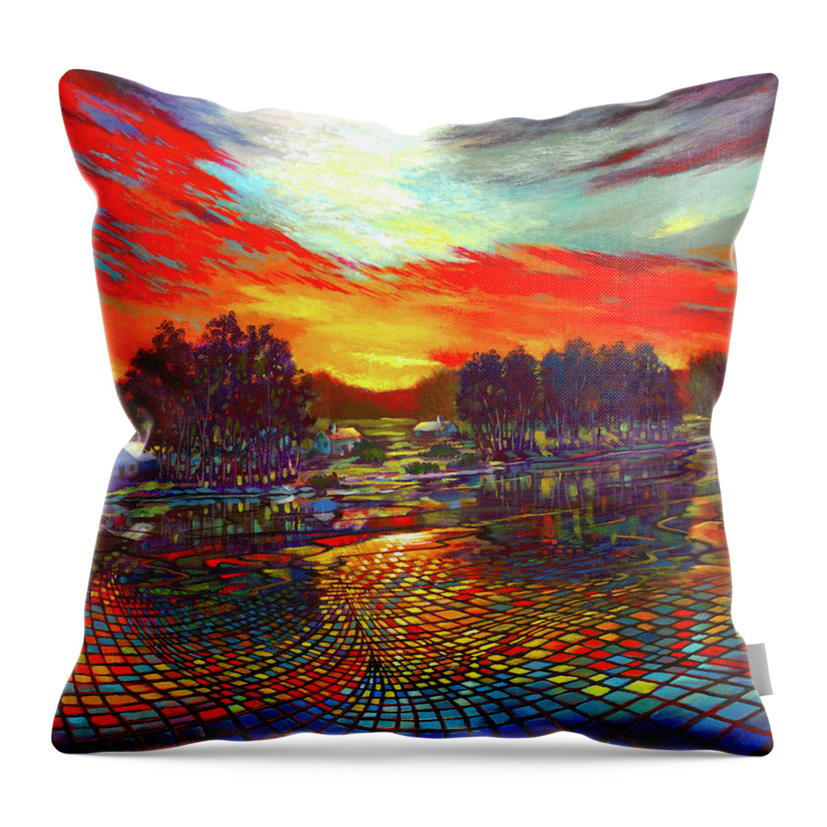 Ford Smith Throw Pillow featuring the painting Sundown Montage by Ford Smith