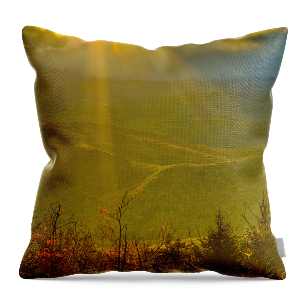 Landscape Throw Pillow featuring the photograph Sunflare from Mt Ascutney by Vance Bell
