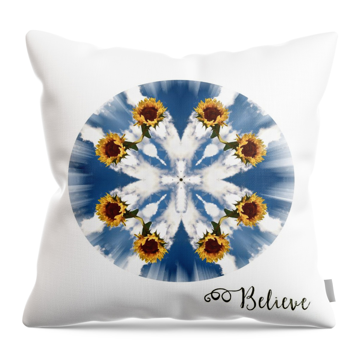Sunflower Throw Pillow featuring the photograph Sunflower Sky . Believe by Renee Trenholm