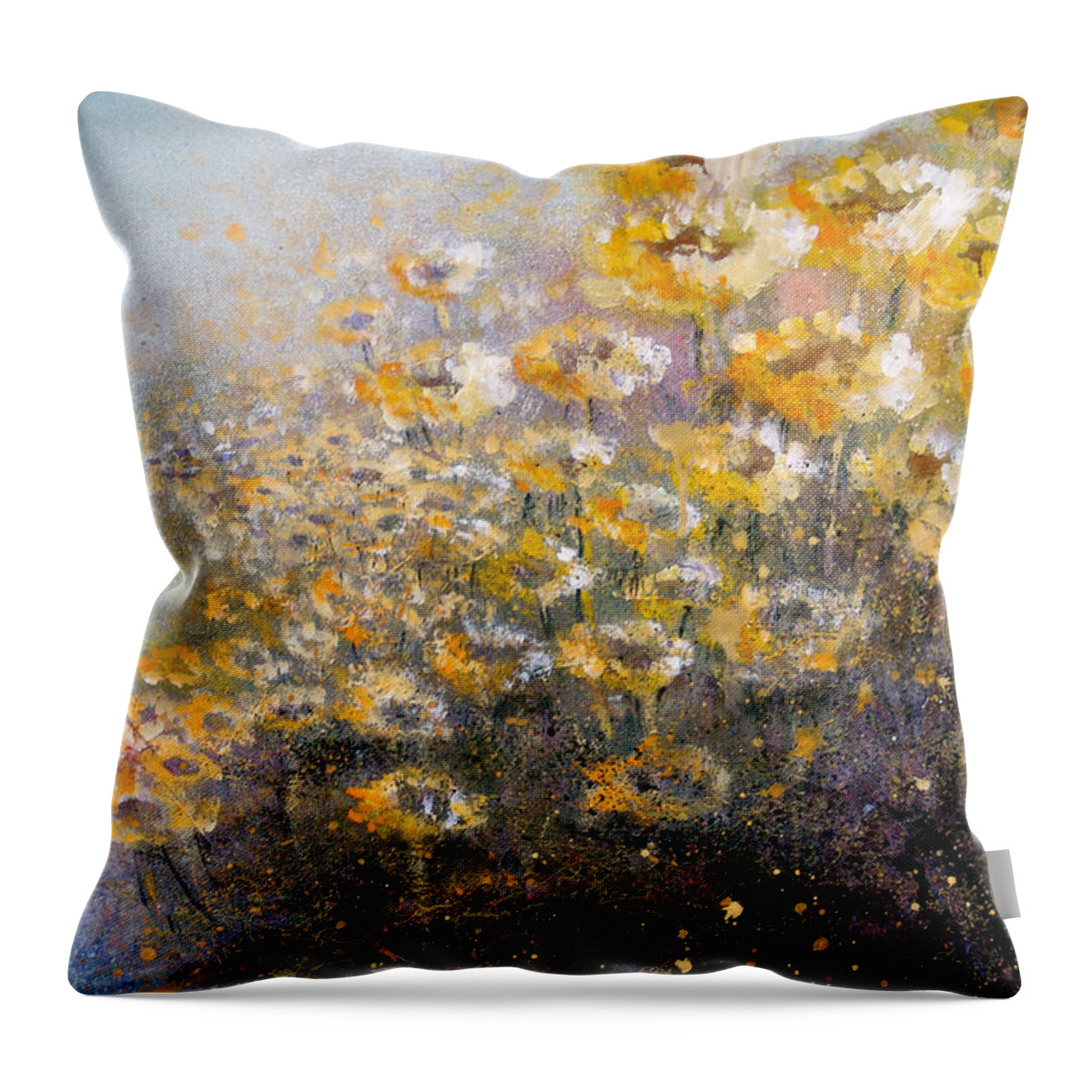 Flowers Throw Pillow featuring the painting Sunflowers by Andrew King
