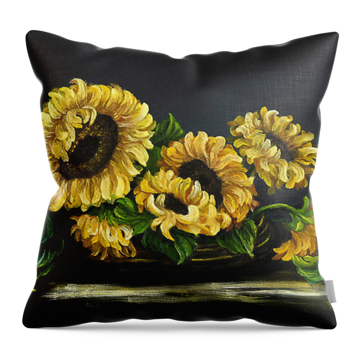 Flowers Throw Pillow featuring the painting Sunflowers From The Garden by Johanna Lerwick