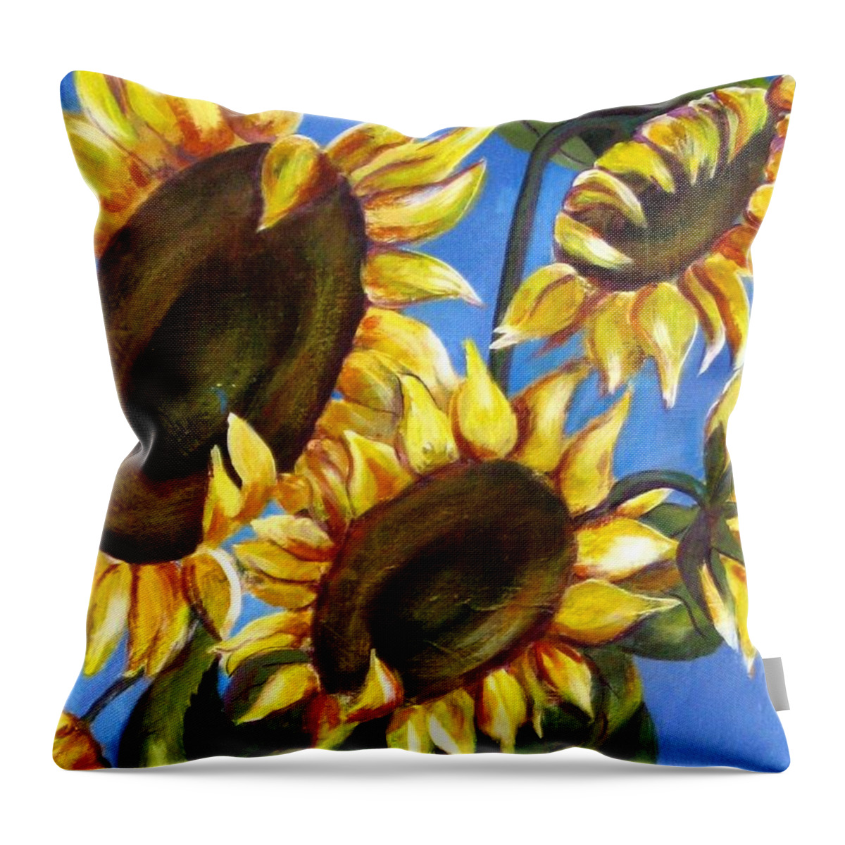 Flowers Throw Pillow featuring the painting Sunflowers by Melody Horton Karandjeff