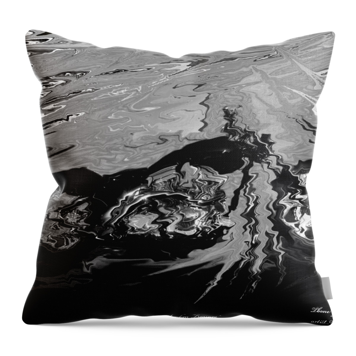 Motorcycles Throw Pillow featuring the painting Sunken Treasure by Wayne Bonney