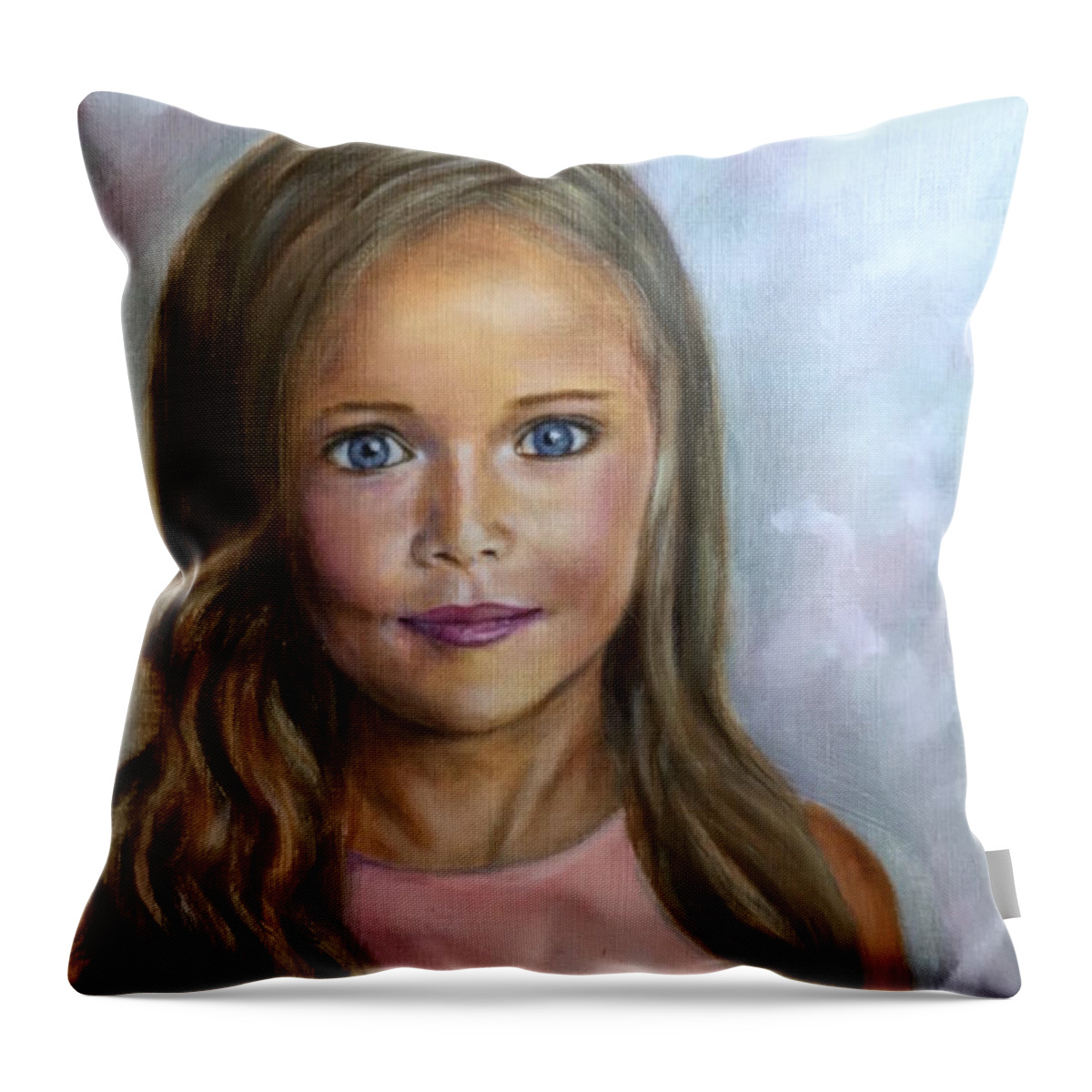 Child Portrait Throw Pillow featuring the painting Sunkissed Innocence by Dr Pat Gehr