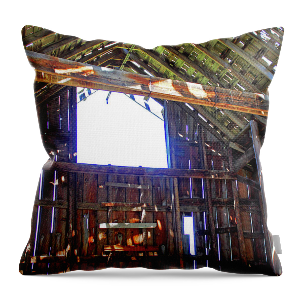Barn Throw Pillow featuring the photograph Sunlit Loft by Ira Marcus