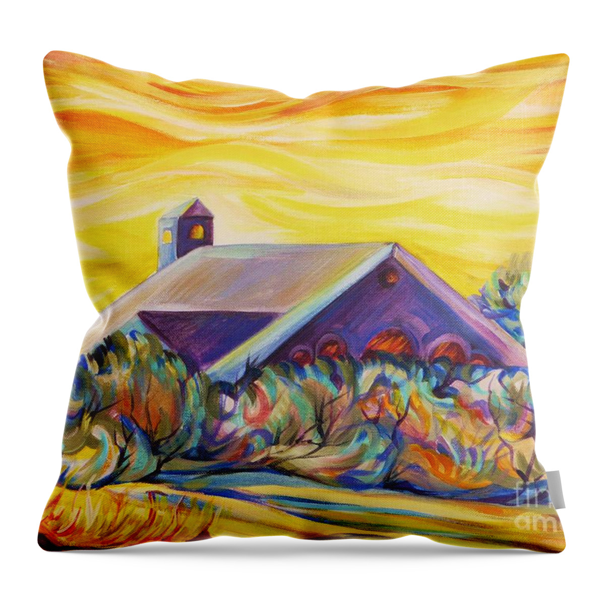 Impressionism Throw Pillow featuring the painting Sunny Bath of Midnapore by Anna Duyunova