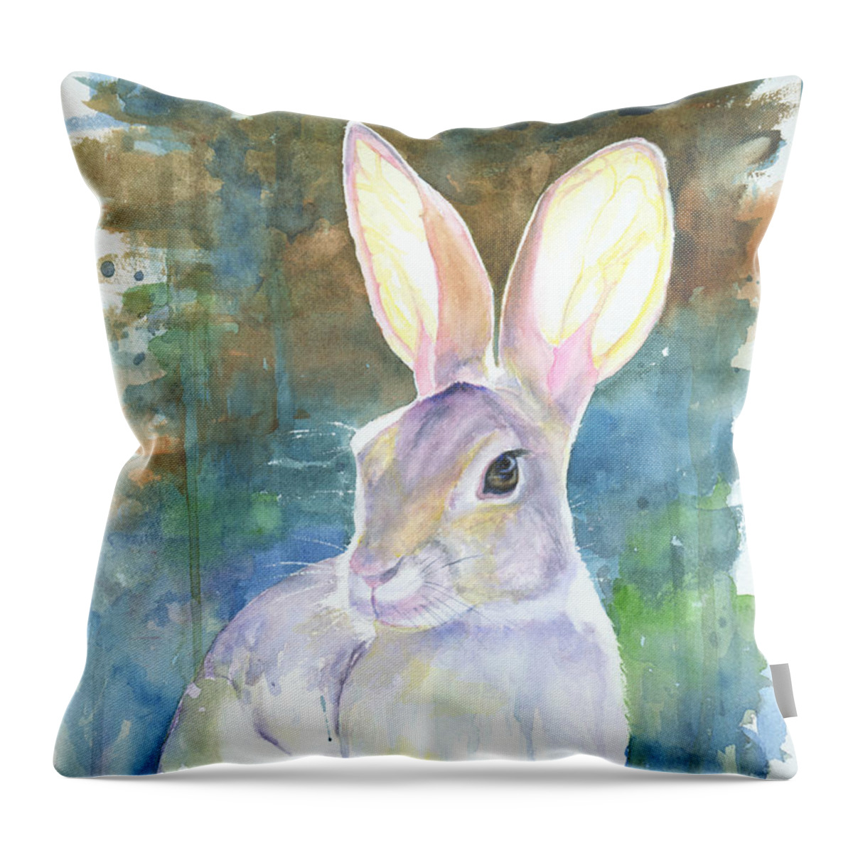 Bunny Throw Pillow featuring the painting Sunny Bunny by Marsha Karle