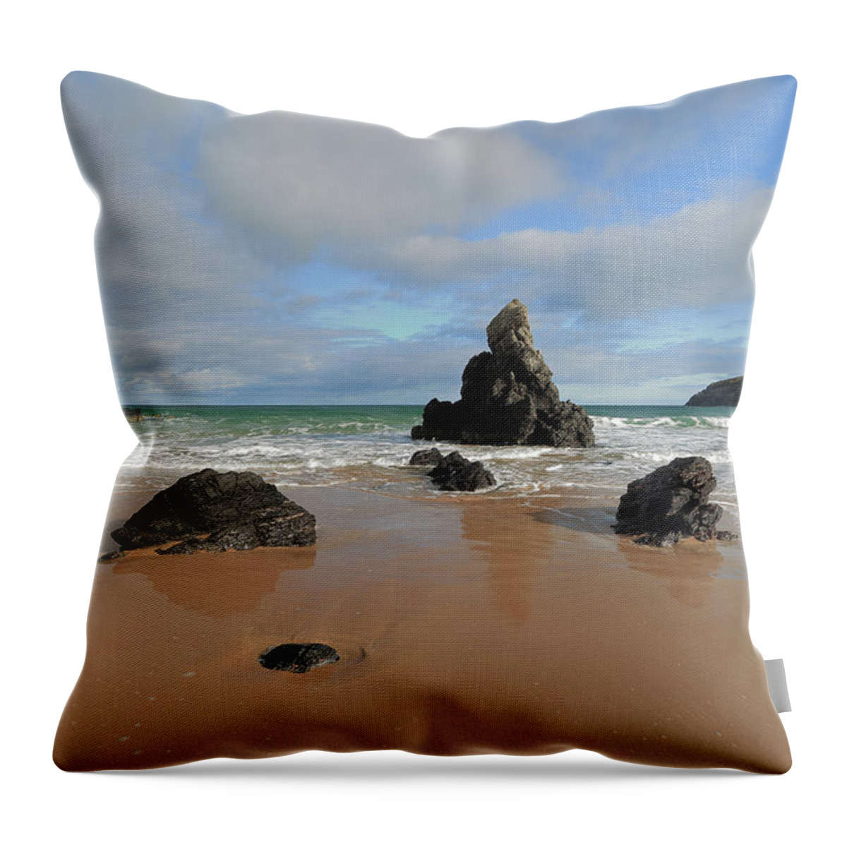 Durness Throw Pillow featuring the photograph Sunny Day by Sango Bay by Maria Gaellman