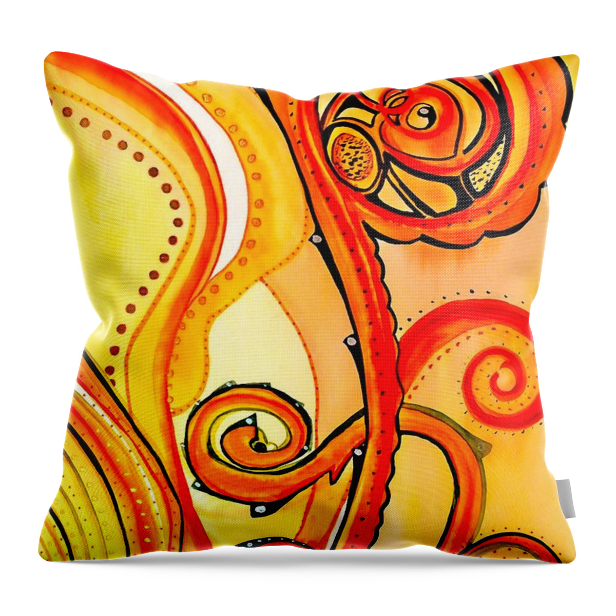 Sunny Throw Pillow featuring the painting Sunny Flower - Art by Dora Hathazi Mendes by Dora Hathazi Mendes