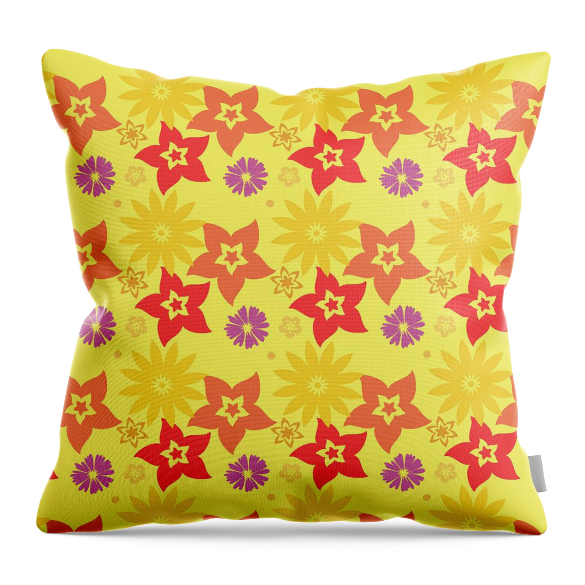 Tropical Throw Pillow featuring the digital art Sunny Flowers by Becky Herrera