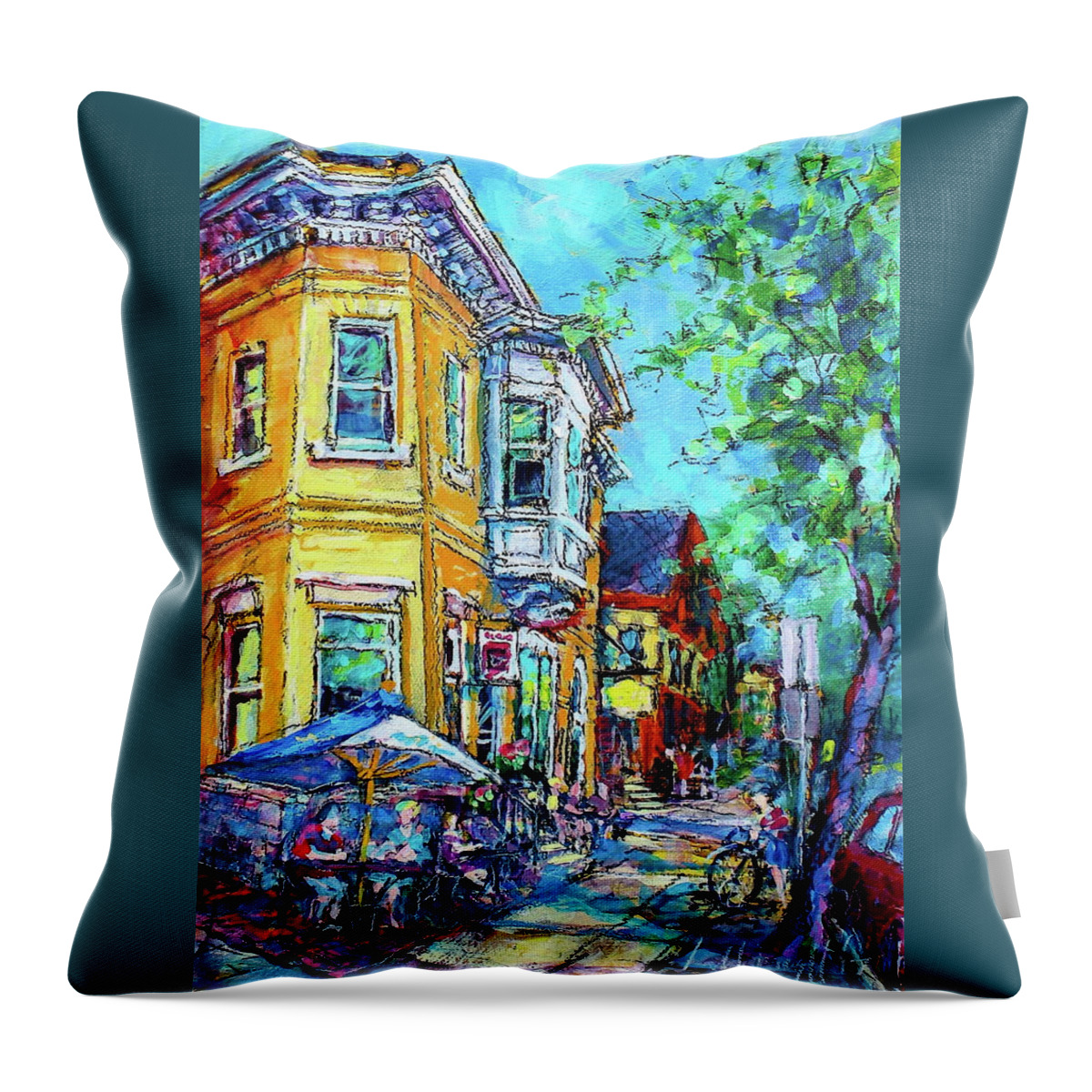 Paintings Throw Pillow featuring the painting Sunny Java by Les Leffingwell