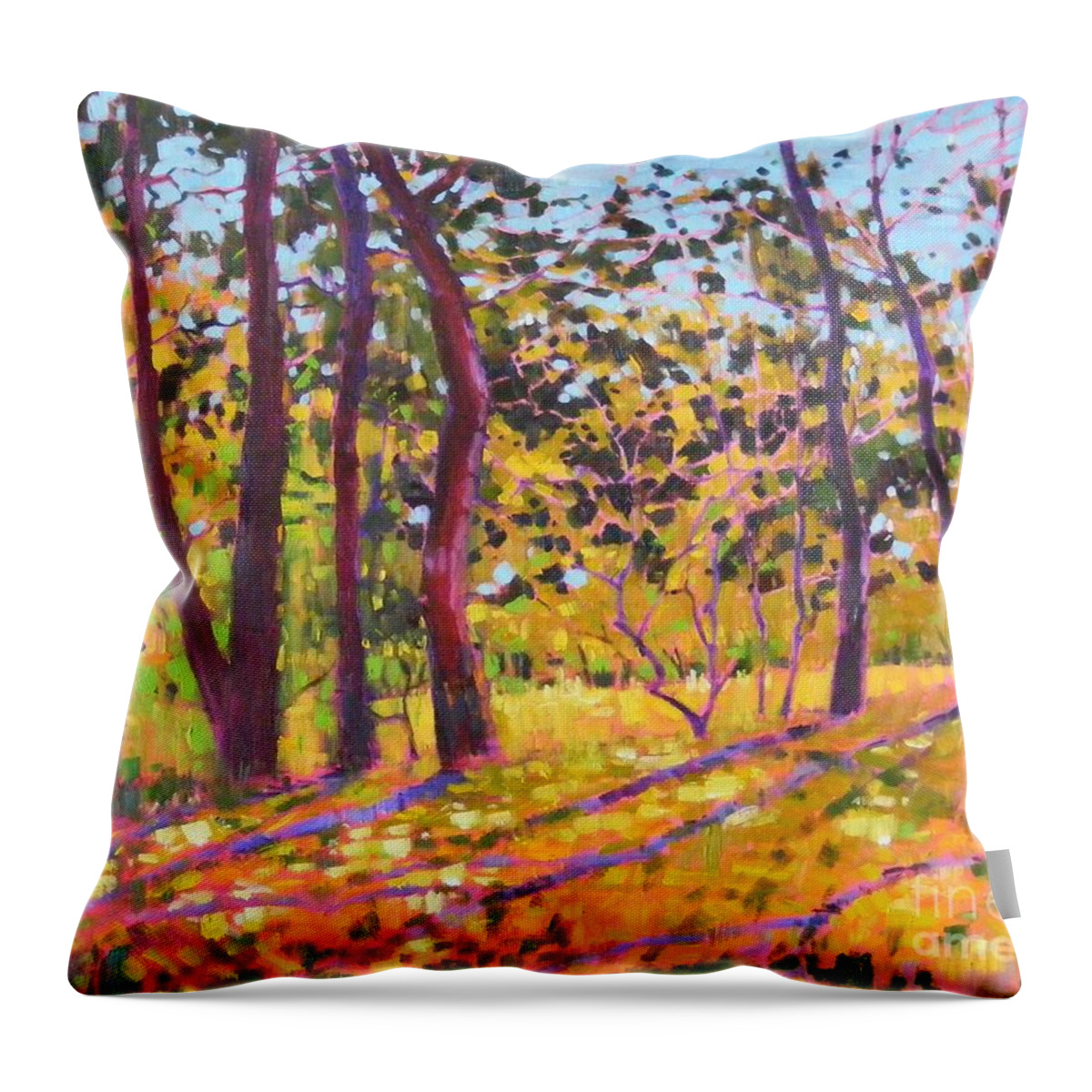 Landscape Throw Pillow featuring the painting Sunny place by Celine K Yong