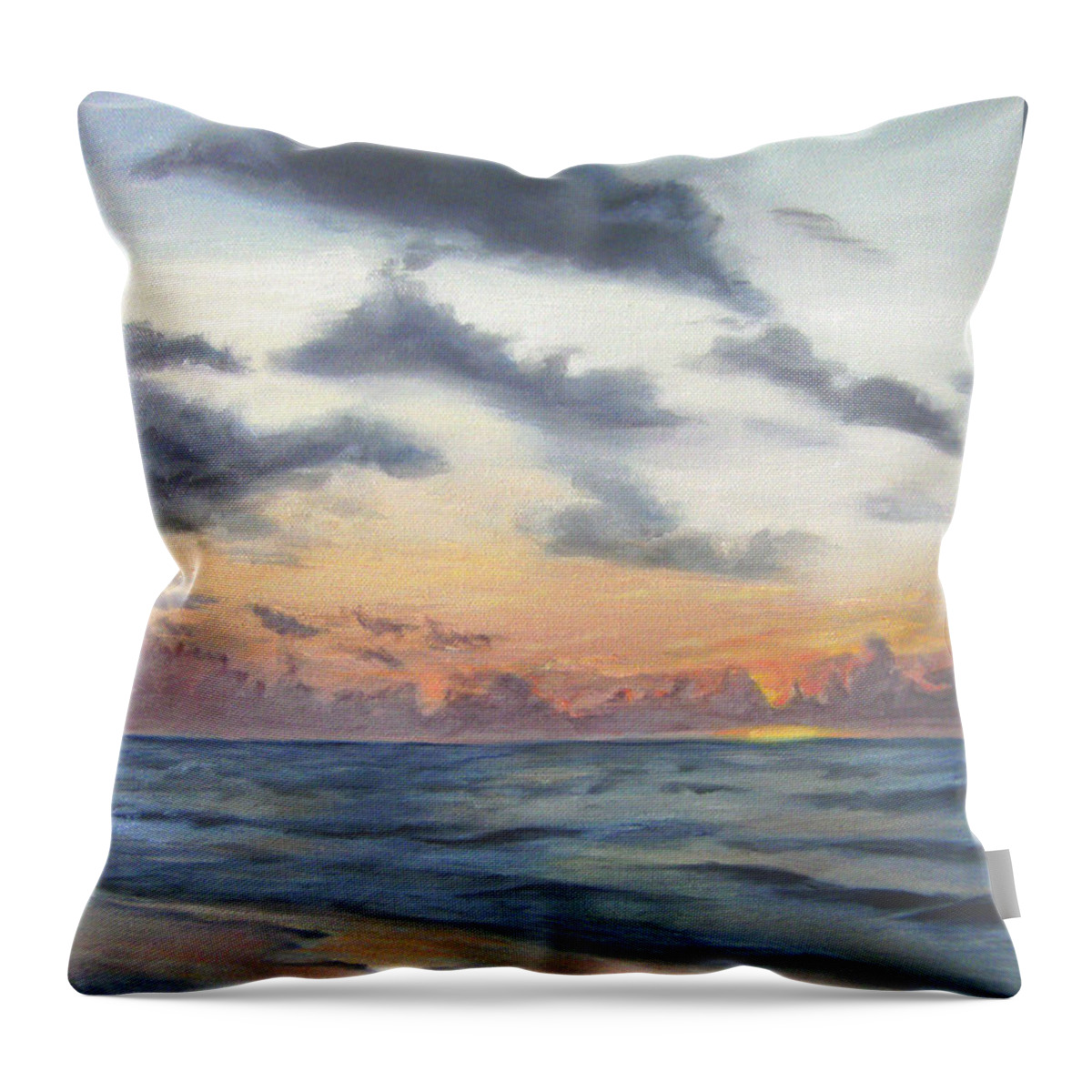 Sunrise Throw Pillow featuring the painting Sunrise 02 by Adam Johnson