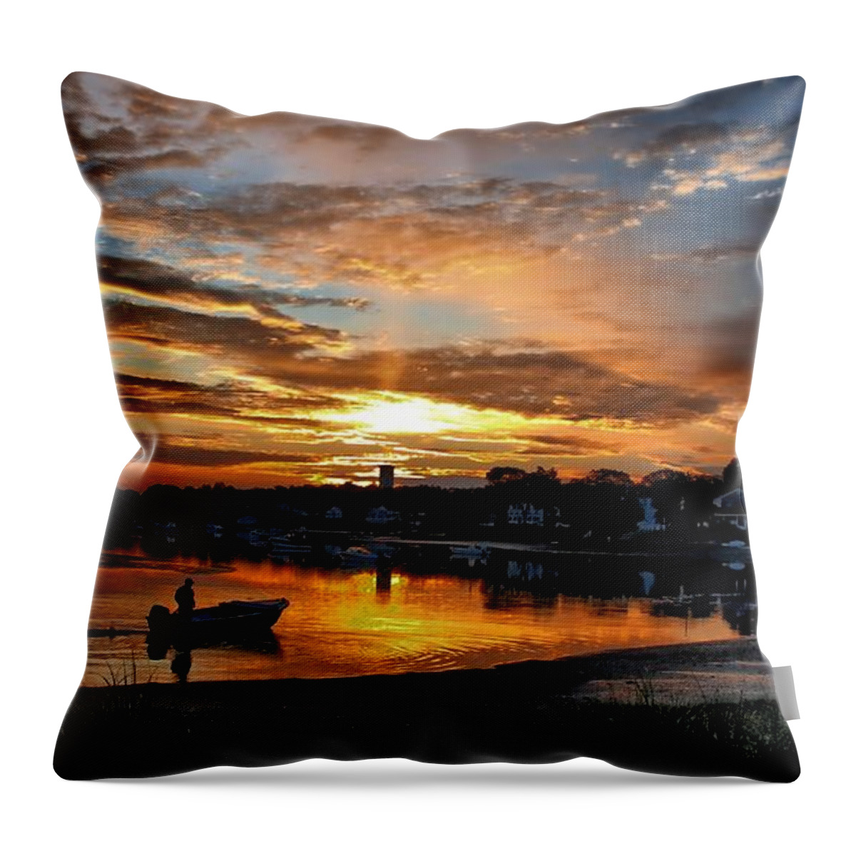 Cove Throw Pillow featuring the photograph Sunrise at Back Cove by Bruce Gannon