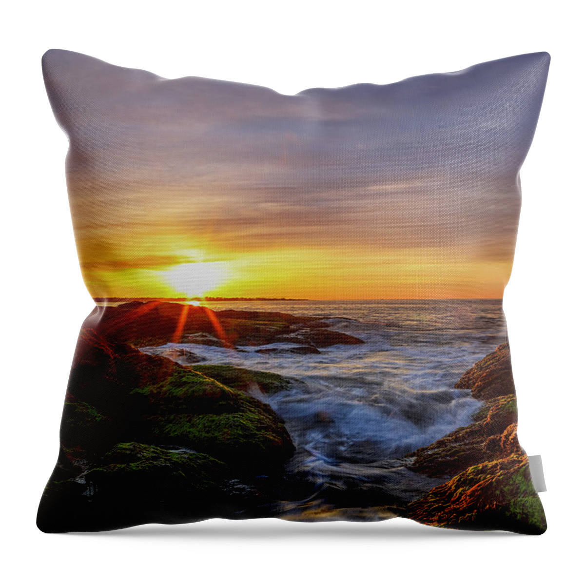 Beavertail State Park Throw Pillow featuring the photograph Sunrise at Beavertail State Park by Juergen Roth