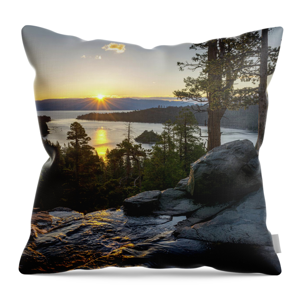 Lake Tahoe Throw Pillow featuring the photograph Sunrise at Emerald Bay in Lake Tahoe by James Udall
