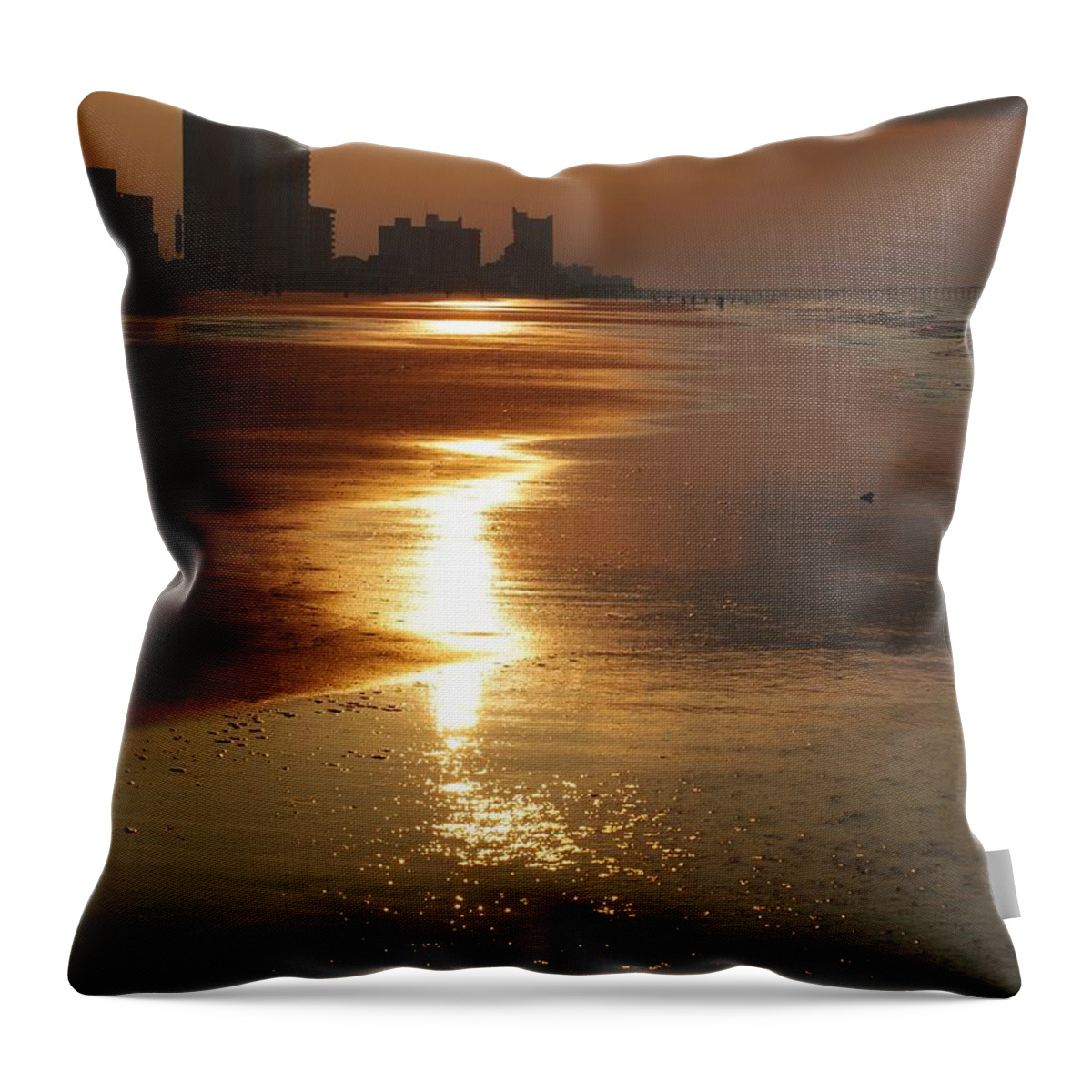 Beach Throw Pillow featuring the photograph Sunrise At The Beach by Eric Liller