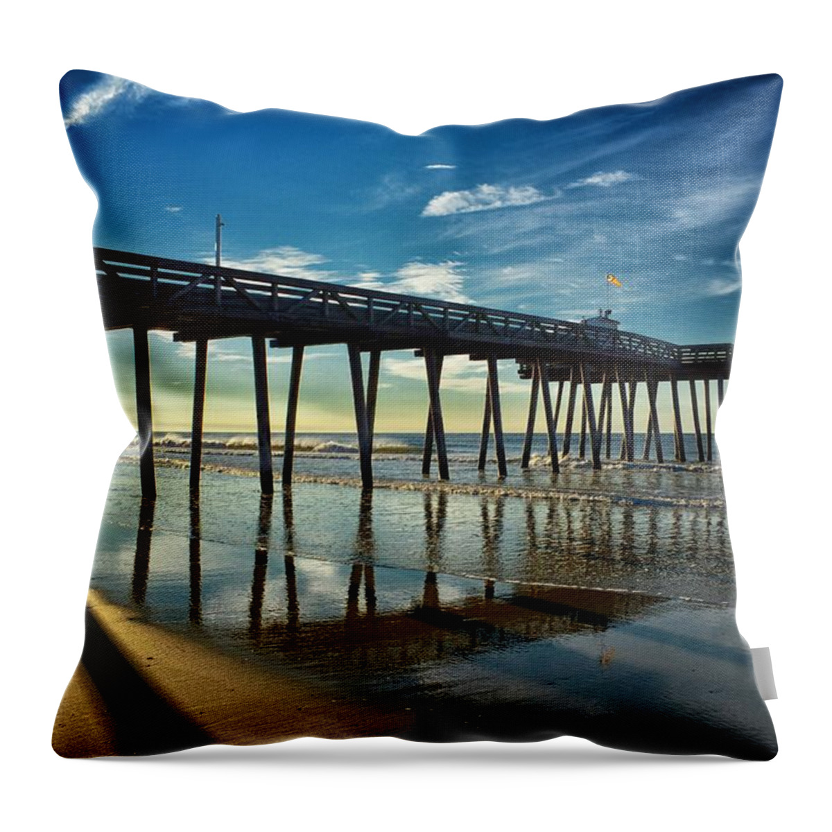 Sunrise Throw Pillow featuring the photograph Sunrise At The Beach by James DeFazio