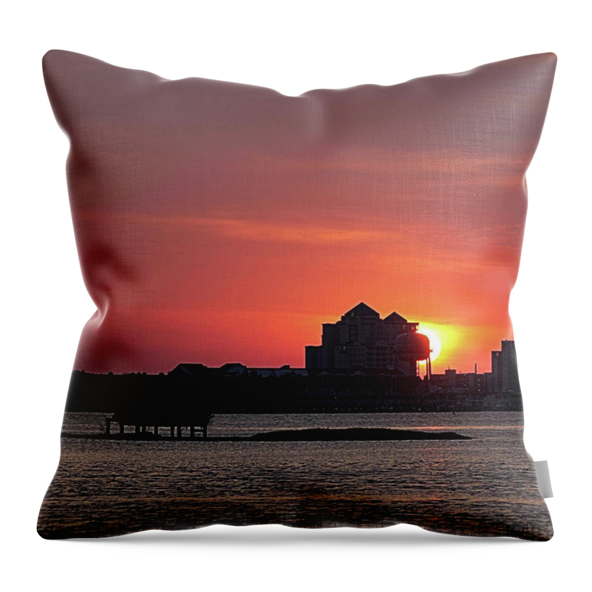 Sun Throw Pillow featuring the photograph Sunrise Circles The Water Tower by Robert Banach