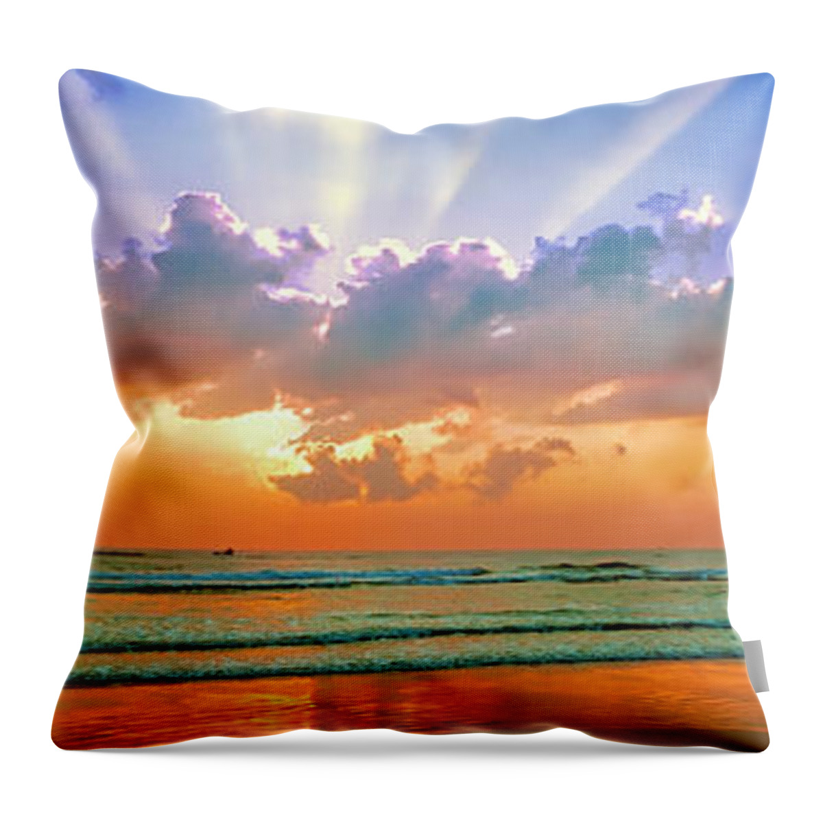 Sunrise Throw Pillow featuring the photograph SunRise East Coast FL Daytona Beach by Tom Jelen